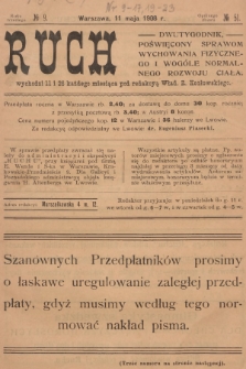 Ruch : dwutygodnik poświęcony sprawom wychowania fizycznego i normalnego rozwoju ciała. R.3, 1908, № 9