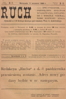 Ruch : dwutygodnik poświęcony sprawom wychowania fizycznego i normalnego rozwoju ciała. R.3, 1908, № 17