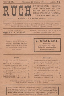 Ruch : dwutygodnik poświęcony sprawom wychowania fizycznego, hygieny i wogóle normalnego rozwoju ciała. R.9, 1914, № 2