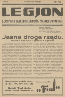 Legjon : czasopismo Związku Legjonistów Polskich w Krakowie. R.1, 1929, nr 12