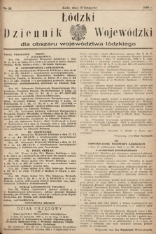 Łódzki Dziennik Wojewódzki dla Obszaru Województwa Łódzkiego. 1949, nr 22