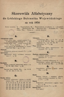 Łódzki Dziennik Wojewódzki. 1930, skorowidz alfabetyczny