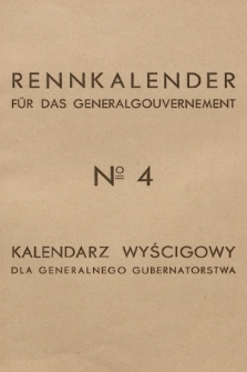Rennkalender für das Generalgouvernement. 1941, № 4