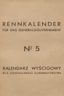 Rennkalender für das Generalgouvernement. 1941, № 5
