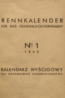 Rennkalender für das Generalgouvernement. 1942, № 1