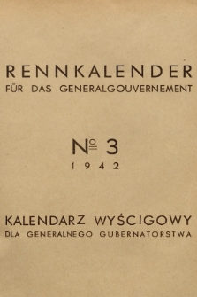 Rennkalender für das Generalgouvernement. 1942, № 3 + dod.