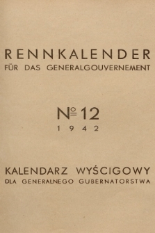 Rennkalender für das Generalgouvernement. 1942, № 12