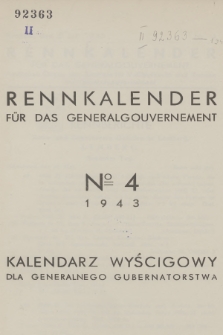 Rennkalender für das Generalgouvernement. 1943, № 4