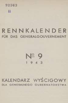 Rennkalender für das Generalgouvernement. 1943, № 9