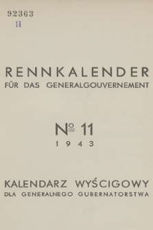 Rennkalender für das Generalgouvernement. 1943, № 11