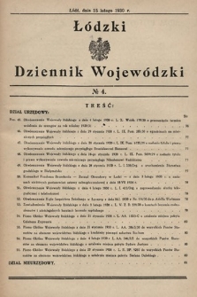 Łódzki Dziennik Wojewódzki. 1930, nr 4