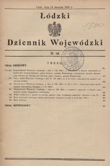 Łódzki Dziennik Wojewódzki. 1930, nr 16