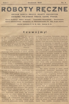 Roboty Ręczne : organ Sekcji Naucz. Robót Ręcznych Związku Polskiego Naucz. Szkół. Powsz. R.1, 1927, nr 4