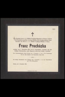 Die Beamten des [...] Franz Procházka welcher am 3. Dezember 1890 im 43. Lebensjahre [...]