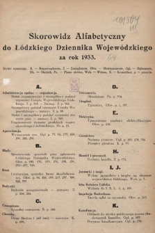 Łódzki Dziennik Wojewódzki. 1933, skorowidz alfabetyczny