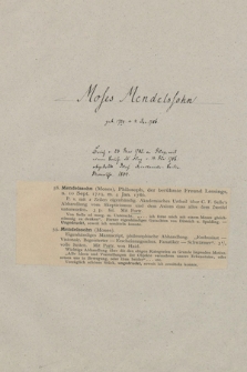 Berol. Ms. Autographen-Sammlung, Mendelssohn