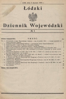 Łódzki Dziennik Wojewódzki. 1933, nr 1