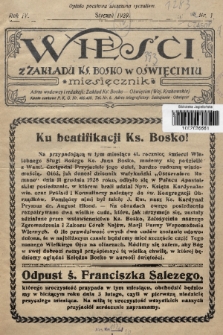 Wieści z Zakładu ks. Bosko. R. 4, 1929, nr 1