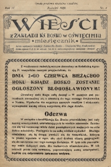 Wieści z Zakładu ks. Bosko. R. 4, 1929, nr 4