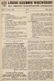 Łódzki Dziennik Wojewódzki dla Obszaru Województwa Łódzkiego. 1950, nr 6