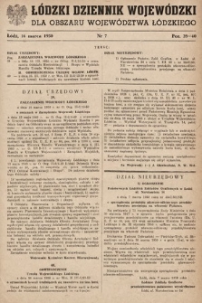 Łódzki Dziennik Wojewódzki dla Obszaru Województwa Łódzkiego. 1950, nr 7