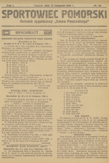 Sportowiec Pomorski : dodatek tygodniowy „Słowa Pomorskiego”. R.1, 1925, nr 24