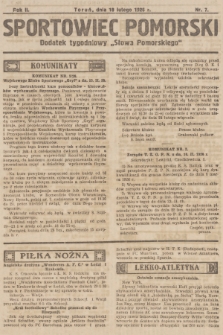 Sportowiec Pomorski : dodatek tygodniowy „Słowa Pomorskiego”. R.2, 1926, nr 7