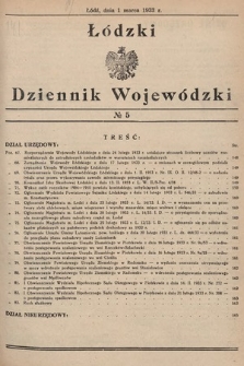 Łódzki Dziennik Wojewódzki. 1933, nr 5