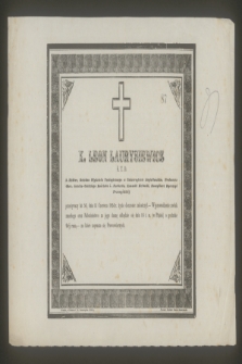 X. Leon Laurysiewicz ś. t. d. [...] dnia 14 czerwca 1854 r. życie doczesne zakończył [...]