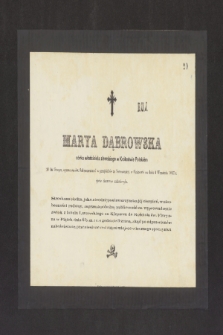 Marya Dąbrowska córka właścicielka ziemskiego w Królestwie Polskiem [...] na dniu 4 Września 1867 r. życie doczesne zakończyła [...]