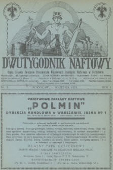 Dwutygodnik Naftowy : organ Zespołu Związków Pracowników Umysłowych Przemysłu Naftowego w Borysławiu. R.1, 1924, nr 3