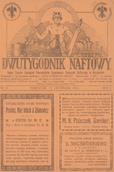Dwutygodnik Naftowy : organ Zespołu Związków Pracowników Umysłowych Przemysłu Naftowego w Borysławiu. R.1, 1924, nr 8