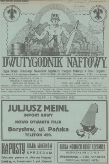 Dwutygodnik Naftowy : organ Związku Zawodowego Pracowników Umysłowych Przemysłu Naftowego w Polsce. R.2, 1925, nr 28