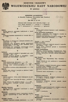 Dziennik Urzędowy Wojewódzkiej Rady Narodowej w Łodzi. 1958, skorowidz