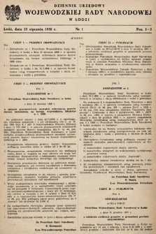 Dziennik Urzędowy Wojewódzkiej Rady Narodowej w Łodzi. 1958, nr 1