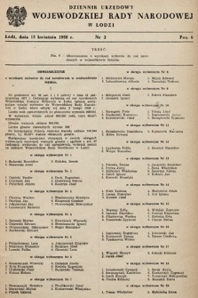 Dziennik Urzędowy Wojewódzkiej Rady Narodowej w Łodzi. 1958, nr 2