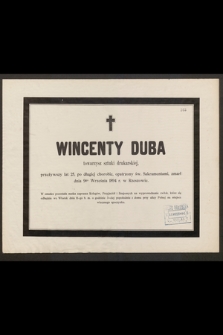Wincenty Duba towarzysz sztuki drukarskiej [...] zmarł 9go września 1894 r. w Rzeszowie [...]