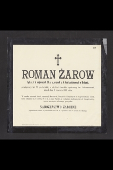 Roman Żarow [...] zmarł dnia 8 czerwca 1899 roku [...]