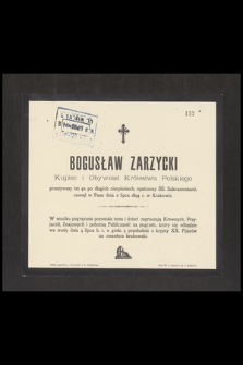 Bogusław Zarzycki kupiec i obywatel Królestwa Polskiego [...]