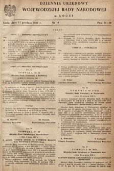 Dziennik Urzędowy Wojewódzkiej Rady Narodowej w Łodzi. 1961, nr 10