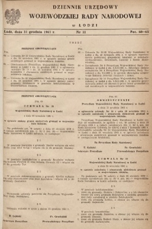 Dziennik Urzędowy Wojewódzkiej Rady Narodowej w Łodzi. 1961, nr 11