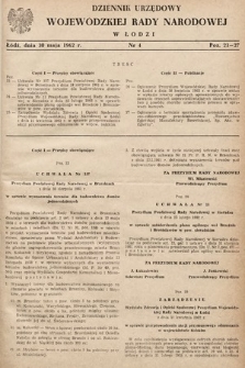 Dziennik Urzędowy Wojewódzkiej Rady Narodowej w Łodzi. 1962, nr 4