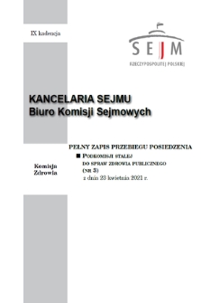 Pełny Zapis Przebiegu Posiedzenia Podkomisji Stałej do Spraw Zdrowia Publicznego. Kad. 9, 2021, nr 3