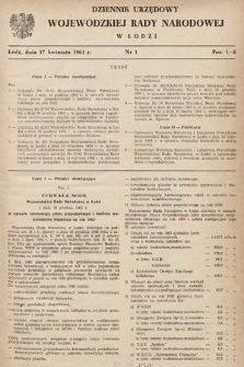 Dziennik Urzędowy Wojewódzkiej Rady Narodowej w Łodzi. 1963, nr 1