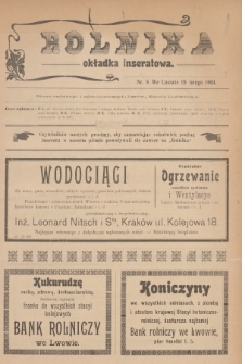 Rolnik : tygodnik dla gospodarzy wiejskich : organ c. k. galicyjskiego Towarzystwa gospodarskiego. R.37, T.66 [i.e. 67], 1904, nr 8 + dod.