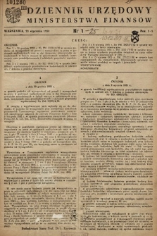 Dziennik Urzędowy Ministerstwa Finansów. 1951, nr 1