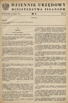 Dziennik Urzędowy Ministerstwa Finansów. 1951, nr 4