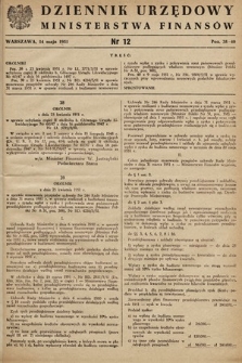 Dziennik Urzędowy Ministerstwa Finansów. 1951, nr 12