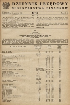 Dziennik Urzędowy Ministerstwa Finansów. 1951, nr 13