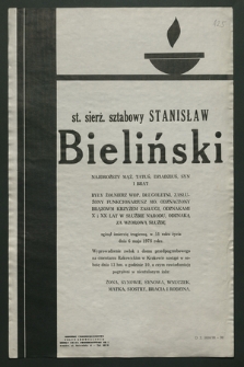 St. sierż. sztabowy Stanisław Bieliński [...] zginął śmiercią tragiczną, w 51 roku życia dnia 6 maja 1978 roku [...]